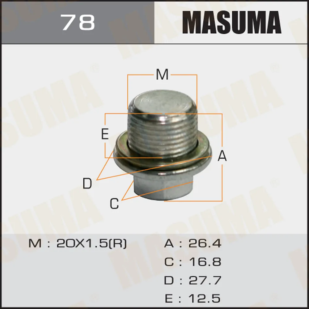 Болт маслосливной A/T (с шайбой) Subaru FORESTER.SF5.SF9 MASUMA 78