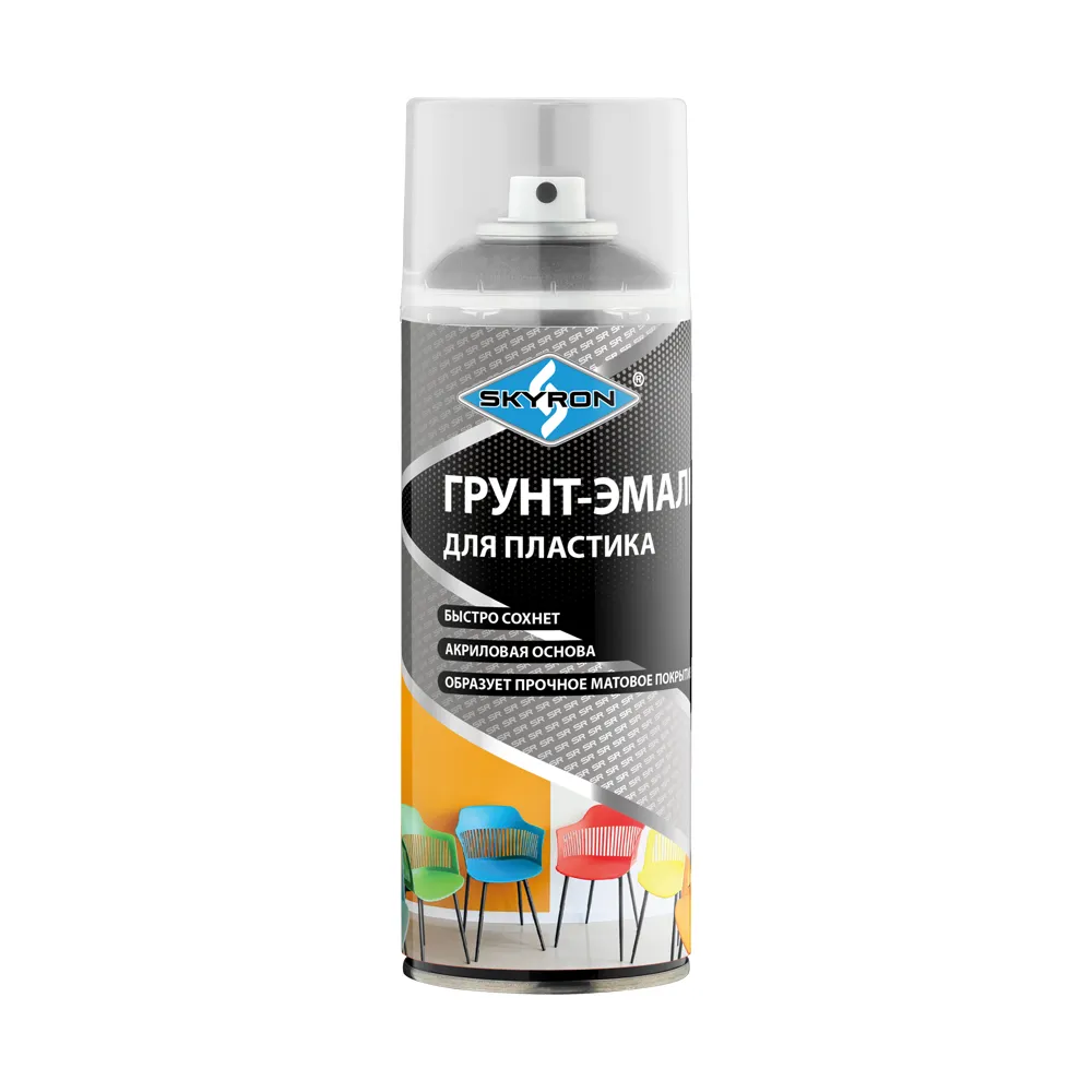 Грунт-эмаль для пластика графит 520 мл SKYRON SR-21204