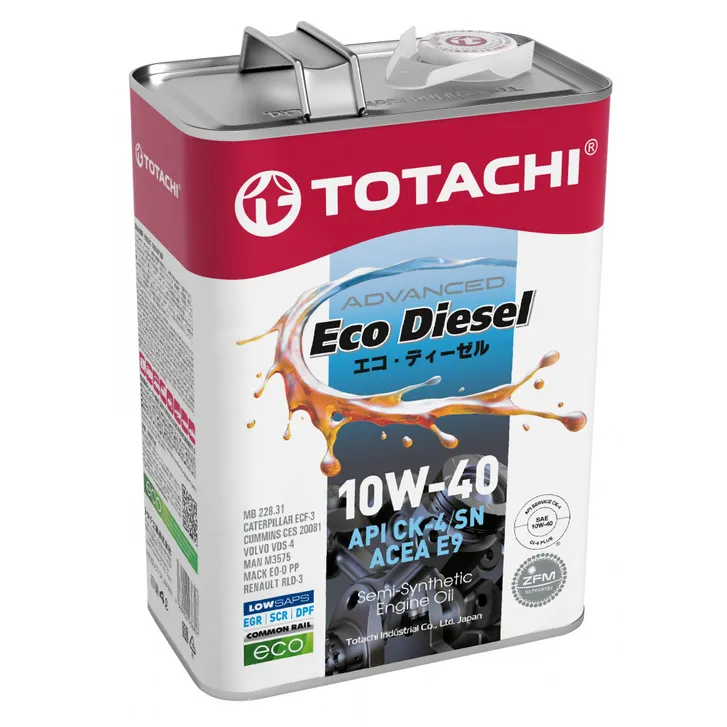 Масло моторное TOTACHI Eco Diesel CK-4/СJ-4/SN псинт 10W-40 4л TOTACHI E1304