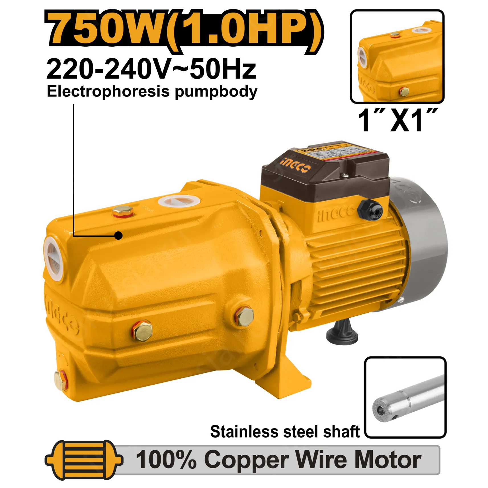 Водяной насос 55л, 750 Вт INGCO JP07508