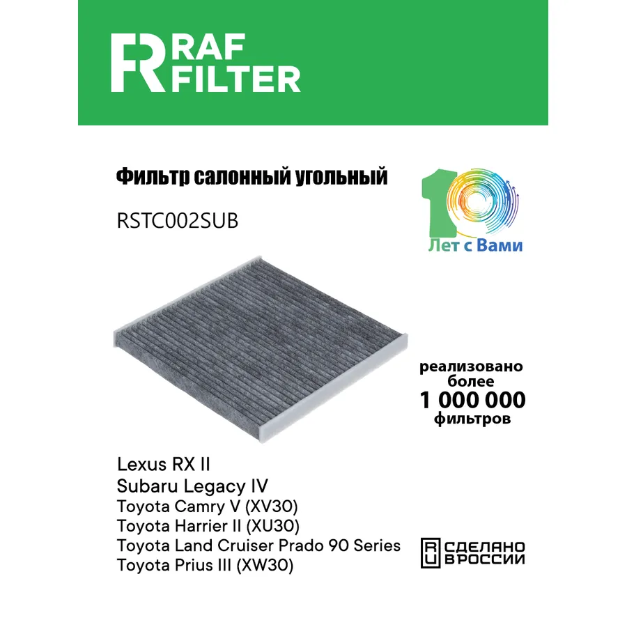 Фильтр салона угольный RAF FILTER RSTC002SUB