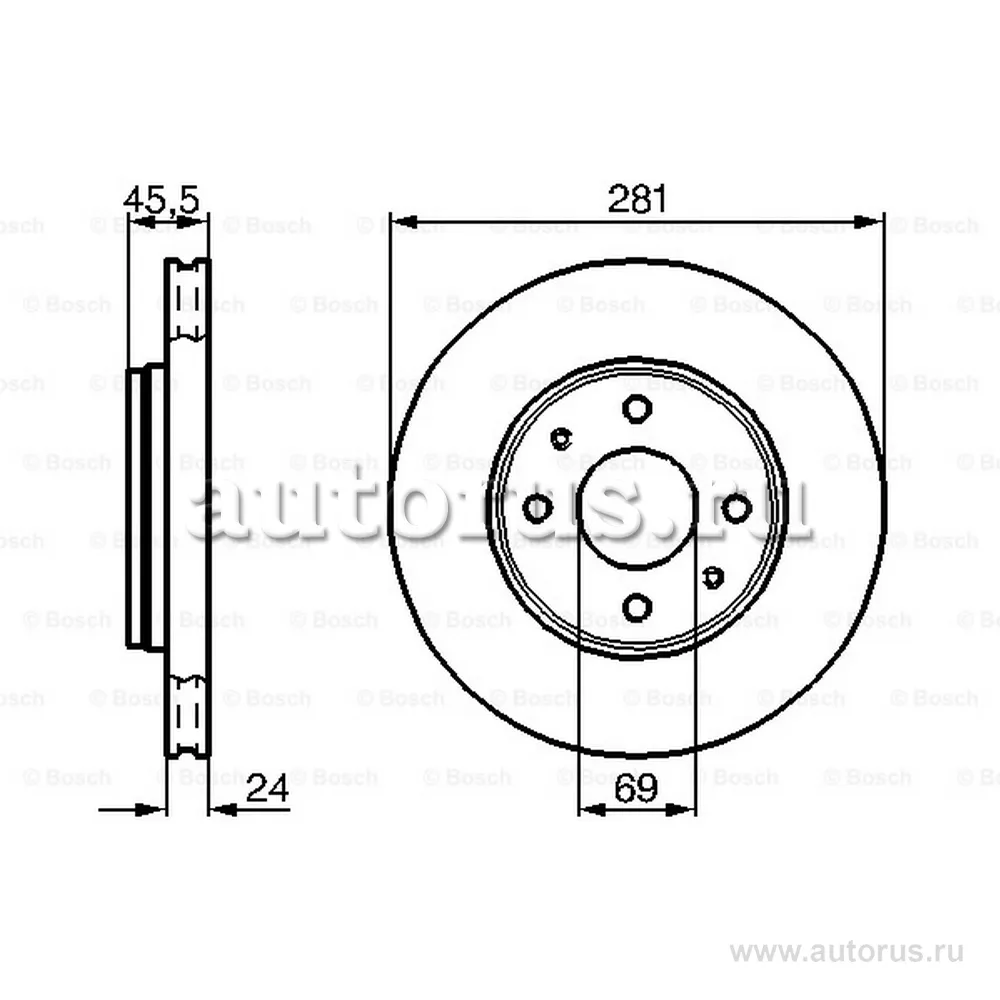 Диск тормозной передний VOLVO S40V40 1.6 1.9TD 95 BOSCH 0 986 478 493