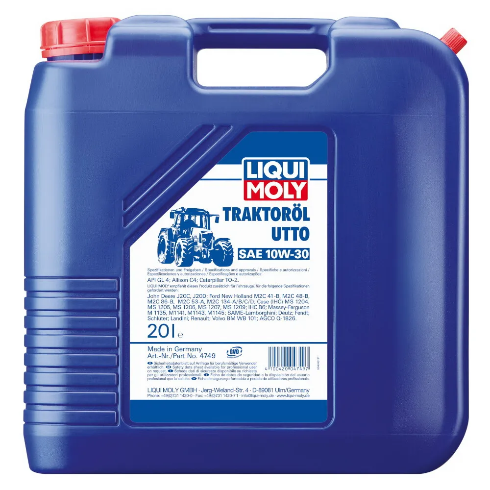 Масло трансмиссионное д/тракт. Traktoroil UTTO 10W-30 GL-4 (20л) LIQUI MOLY 4749