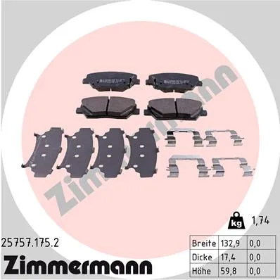SBB KIA, HYUNDAI incl. accessory ZIMMERMANN 25757.175.2