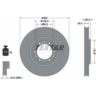 Диск тормозной передний стандартный ACURA/HOLDEN/ISUZU/OPEL/VAUXHALL TEXTAR 92091400