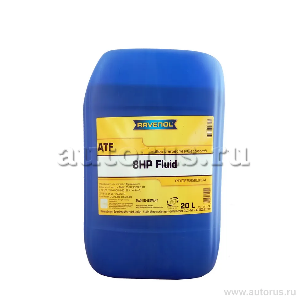 Трансмиссионное масло RAVENOL ATF 8 HP Fluid (20л) new 1211124-020 (4014835719521)