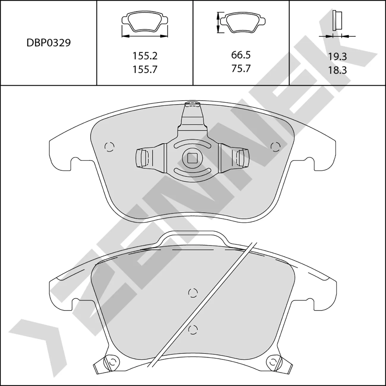 Колодки тормозные передние GALAXY 18, MONDEO 14 ZENNEK DBP0329