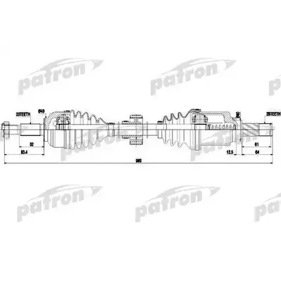 Полуось прав. 23x898x49x26 RENAULT Sandero Stepway 5MT / L PATRON PDS0453