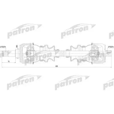 Полуось задн 27x627x60 MERCEDES:/8 230.6/250/250/250 2.8/2 PATRON PDS1092