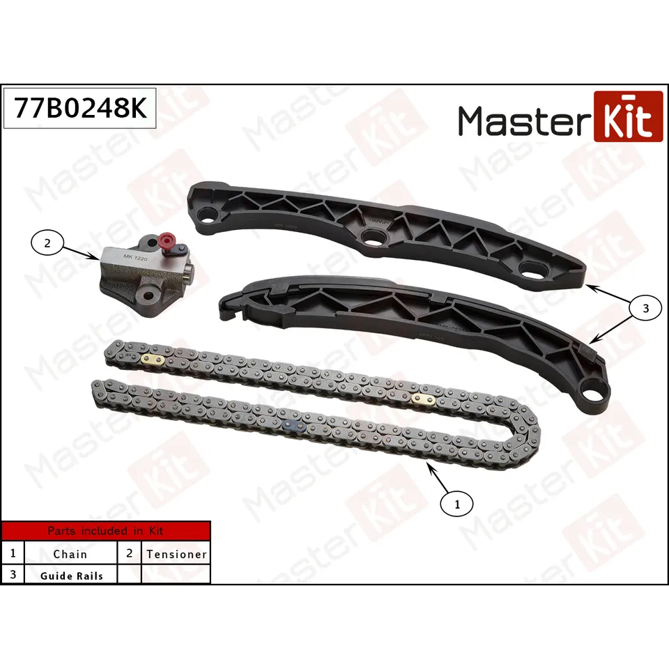 Комплект цепи ГРМ KIA Optima (JF) 2.0/2.4 G4KJ 15- KIA OPTIMA IV 2016> MASTERKIT 77B0248K