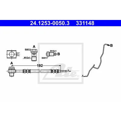 ШЛАНГ ТОРМ VW POLO/SEAT CORDOBA/IBIZA/SKO FABIA/VW POLO 99- ЗАД L L=192MM
