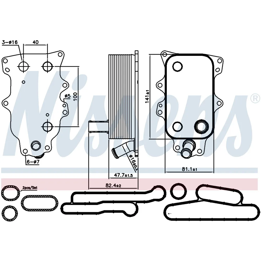 Радиатор масляный ДВС FORD TRANSIT 2.2/2.4/3.2TDCi 5/06- (без корпуса) 90737 NISSENS 90737