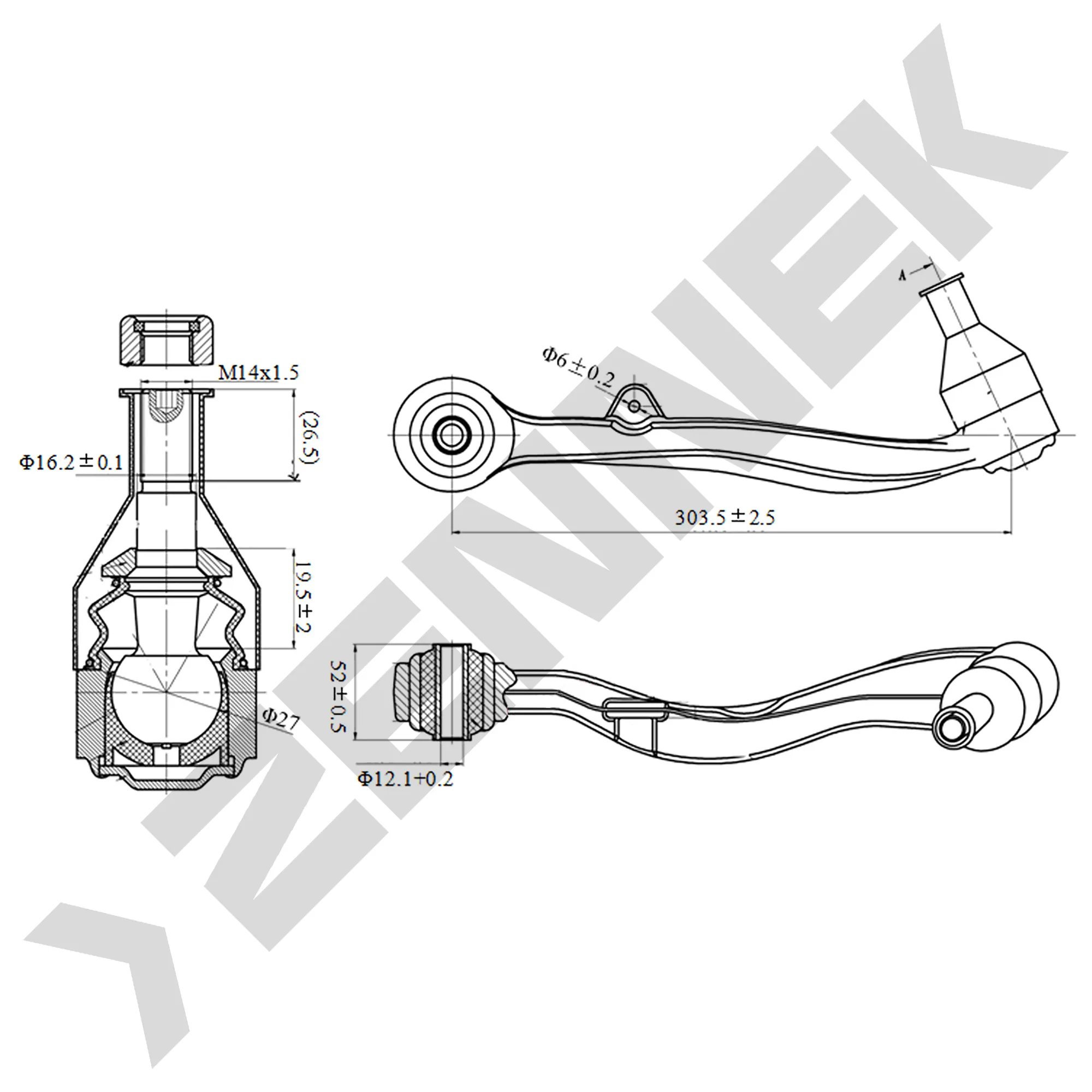 Рычаг передний нижний задний правый BMW E60 03 ZENNEK DCA0088