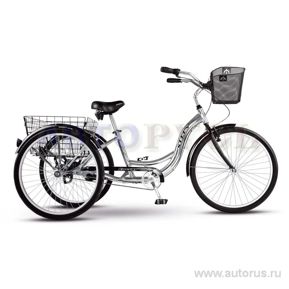 Велосипед 26 дорожный трехколесный STELS Energy I, 2015 1 скорость рама алюминий 16 с 2 корзинами в ассортименте