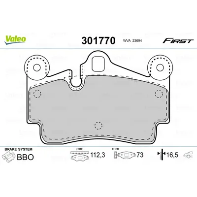 Колодки тормозные задние VALEO 301770