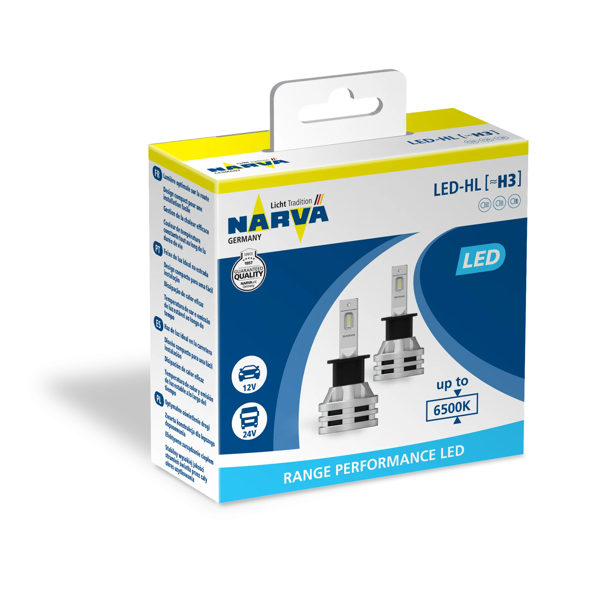 Лампа светодиодная 12/24V H3 19W PK22s 6500K NARVA Range Performance LED 2 шт. картон 180583000