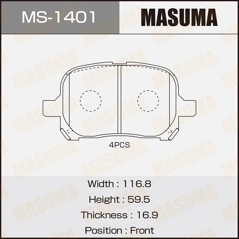 Колодки передние TOYOTA AVALON MASUMA MS-1401