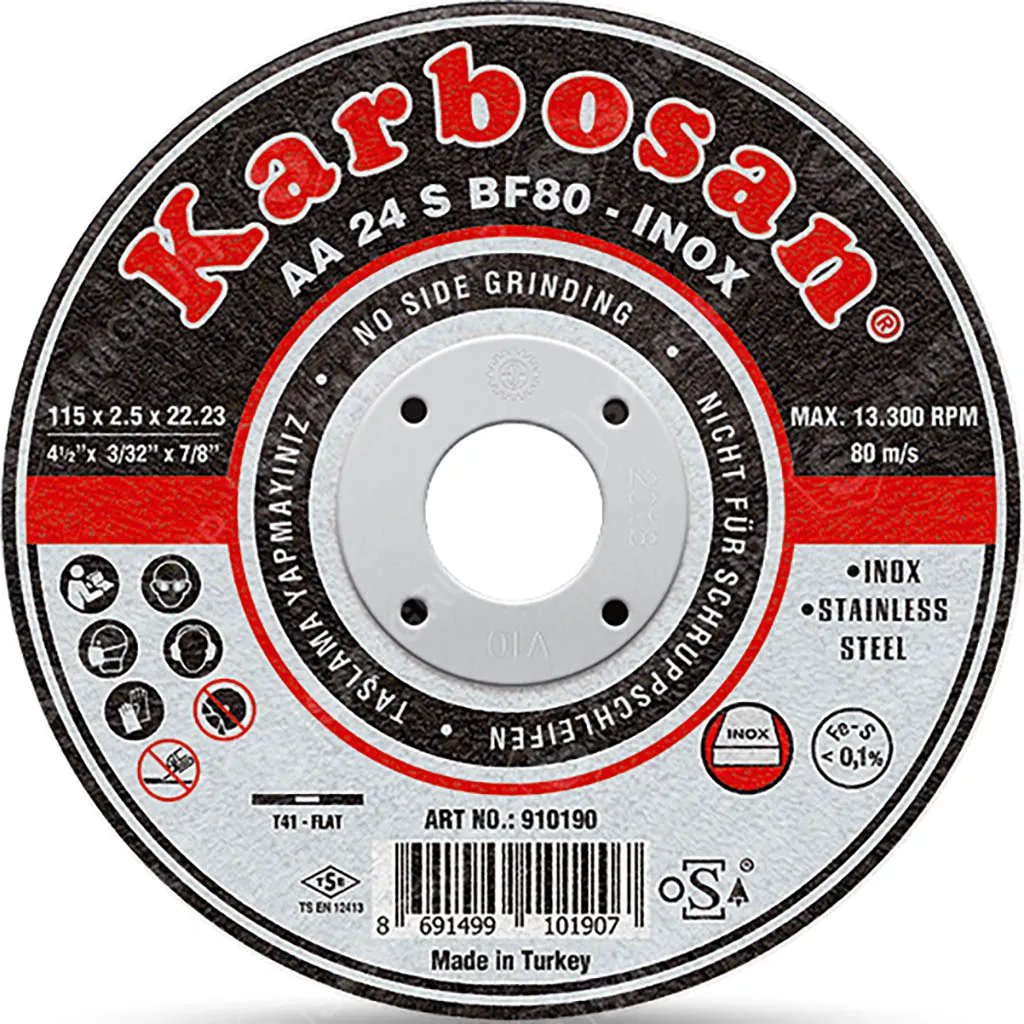 Диск отрезной по металлу Karbosan (115х2,5х22) Inox (Арт.910190) KARBOSAN KAR-910190