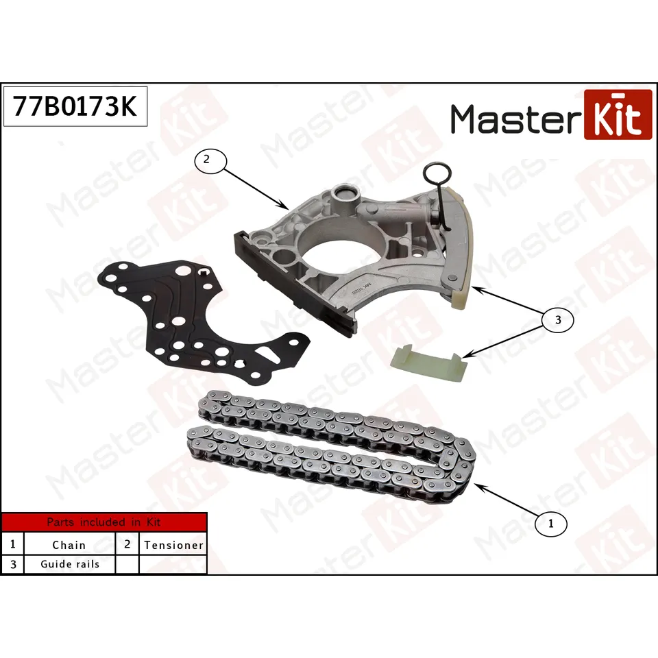 Комплект цепи распредвала VAG CAUA,BAR MASTERKIT 77B0173K
