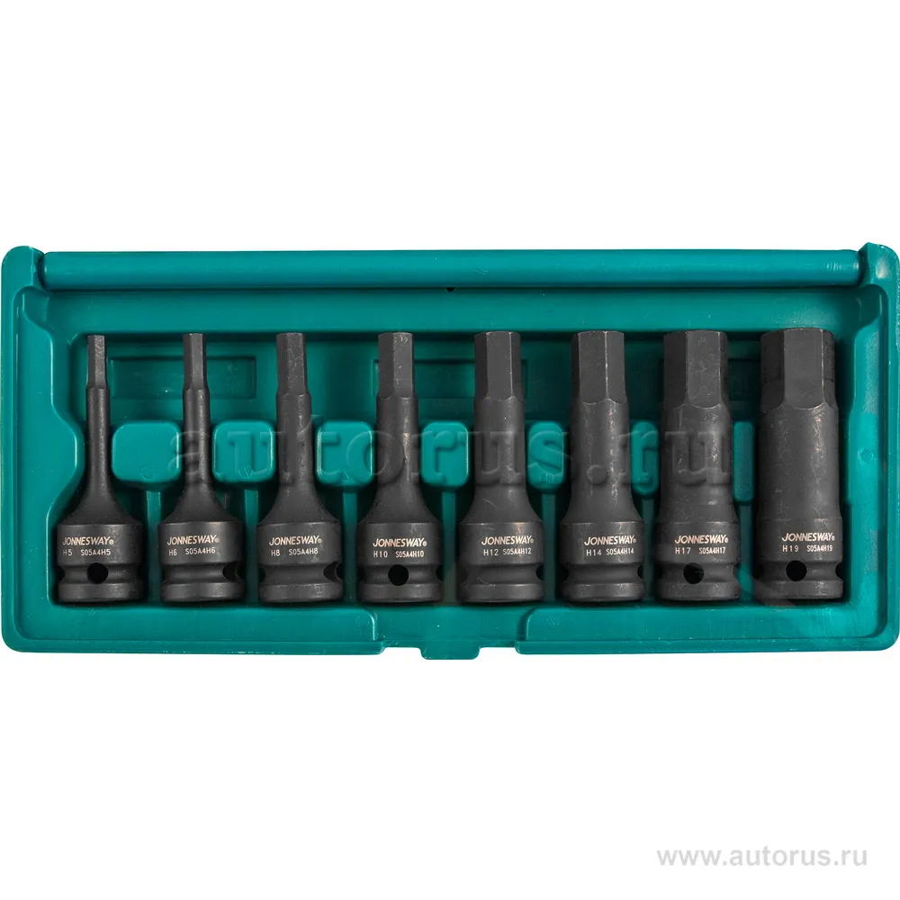 Набор шестигранных ударных головок 1/2DR H5-H19, 8 пр. JONNESWAY S05A408S
