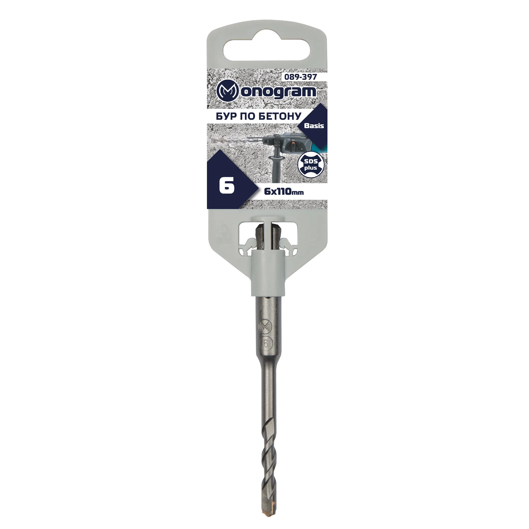 Бур по бетону MONOGRAM SDS-plus 6 x 50/110 мм Basis Monogram 089-397