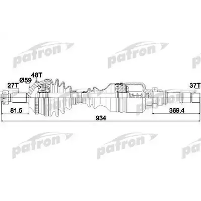 Полуось прав CITROEN: DISPATCH 1.9 TD 94-, DISPATCH Van 1. PATRON PDS0145