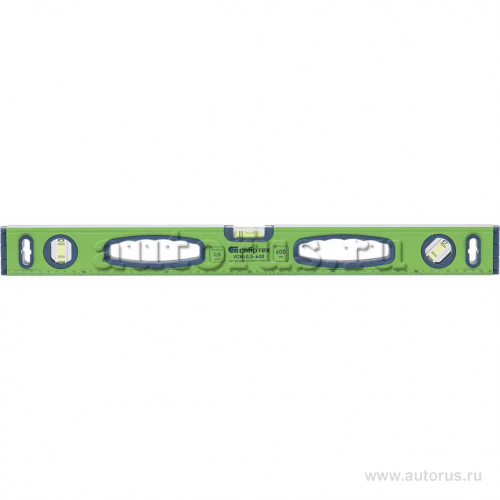 Уровень алюминиевый УСМ-0,5-1500, фрезерованный, 3 глазка, магнитный, рукоятки, 1500 мм 3411 СИБРТЕХ 34119