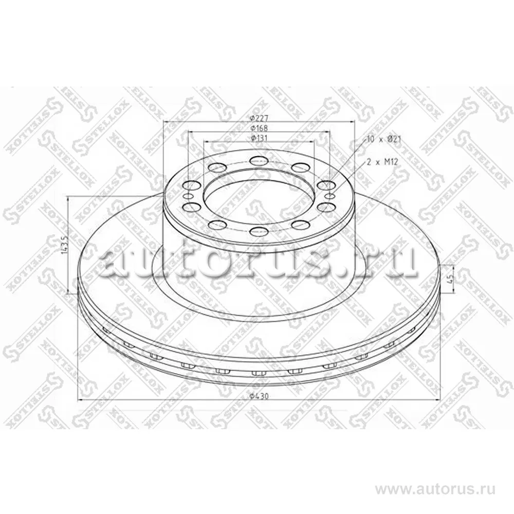 Диск тормозной 430/131X45/143.5 10N-168-M12X2 MB ACTROS/AXOR STELLOX 8500824_SX