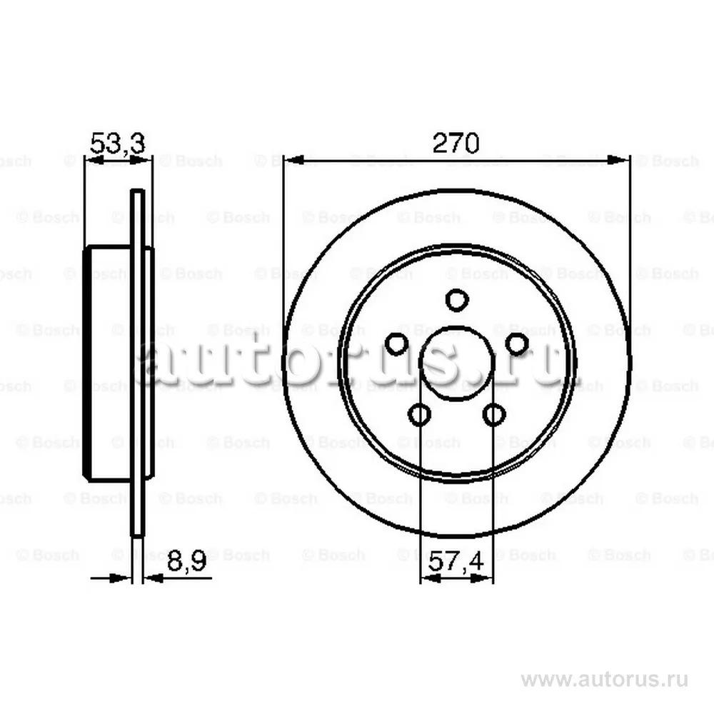 Диск тормозной CHRYSLER: NEON 94-00, NEON II 99 -, PT CRUISER 00 -, PT CRUISER кабрио 04- DODGE: BOSCH 0986478514