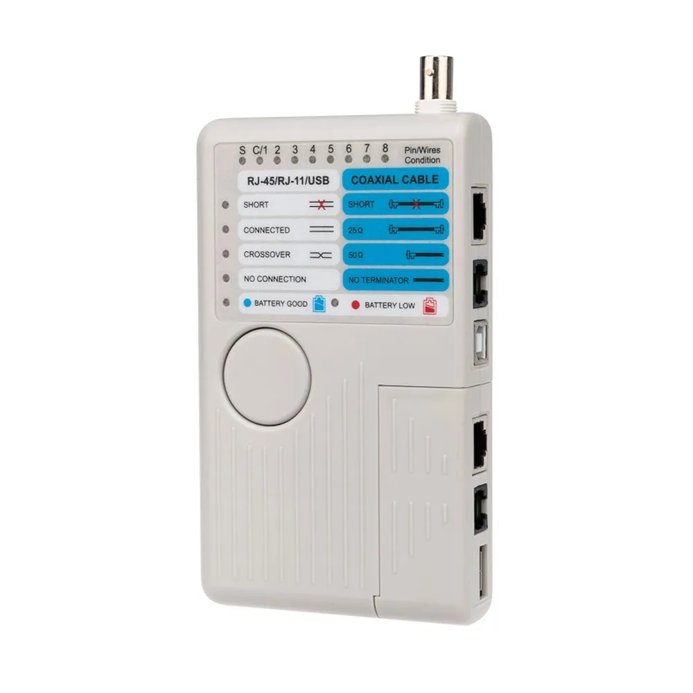 Тестер кабеля универсальный 5 в 1 RJ-45+RJ-11/RJ-12+1394+USB+BNC 3468 REXANT 12-1003