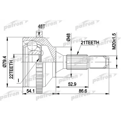 ШРУС наружн к-кт PEUGEOT: 206 SW 02-, 206 хечбэк 98-, 2 PATRON PCV1382