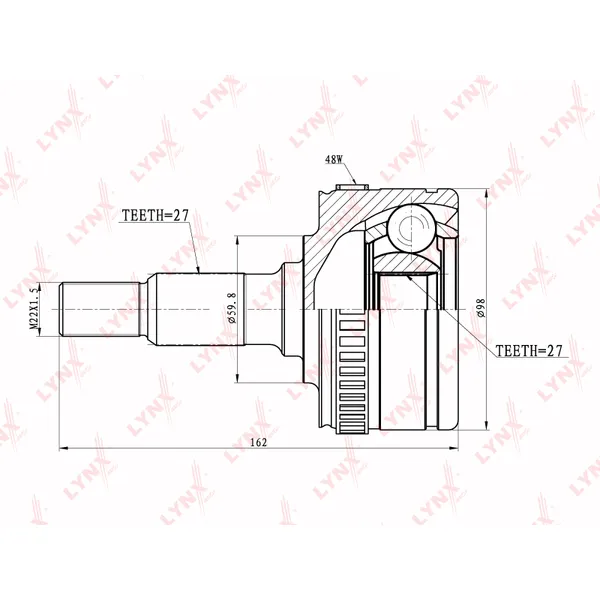 ШРУС наружный (компл.) MB W638 96-03 /ABS+ /z=27 LYNXauto CO-5300A