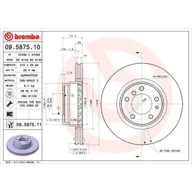 Диск тормозной BMW 7 E38 10/94-11/01 F BREMBO 09587511