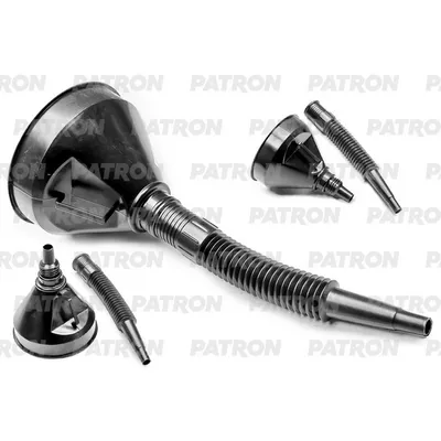 Воронка пластмассовая с гибким шлангом и латунной сеткой черная PATRON P-83000