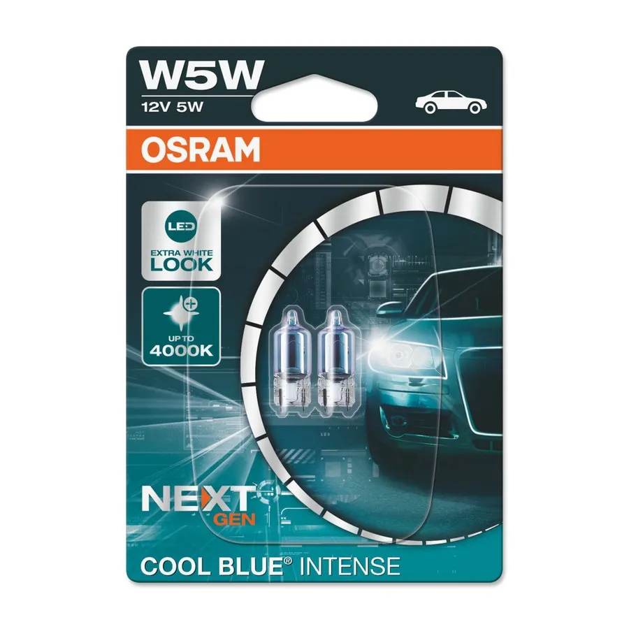 Лампа 12V W5W 5W W2,1x9,5d 4000K OSRAM COOL BLUE INTENSE 2 шт. блистер 2825CBN-02B