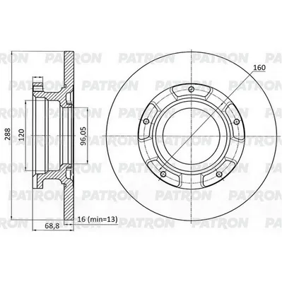 Диск тормозной задний FORD: TOURNEO / TRANSIT CUSTOM 12-(D=288 MM) PATRON PBD1928