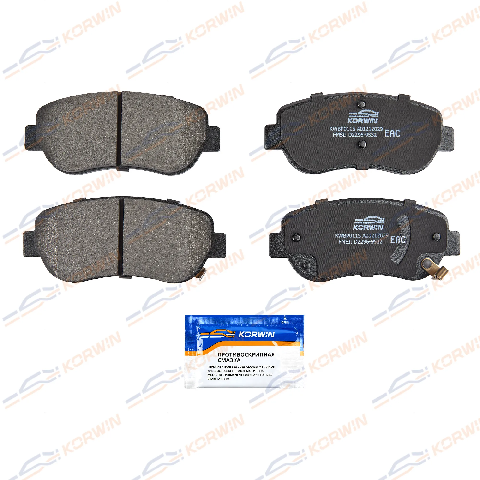 Колодки тормозные перед. FAW Bestune T77 18- KORWIN KWBP0115