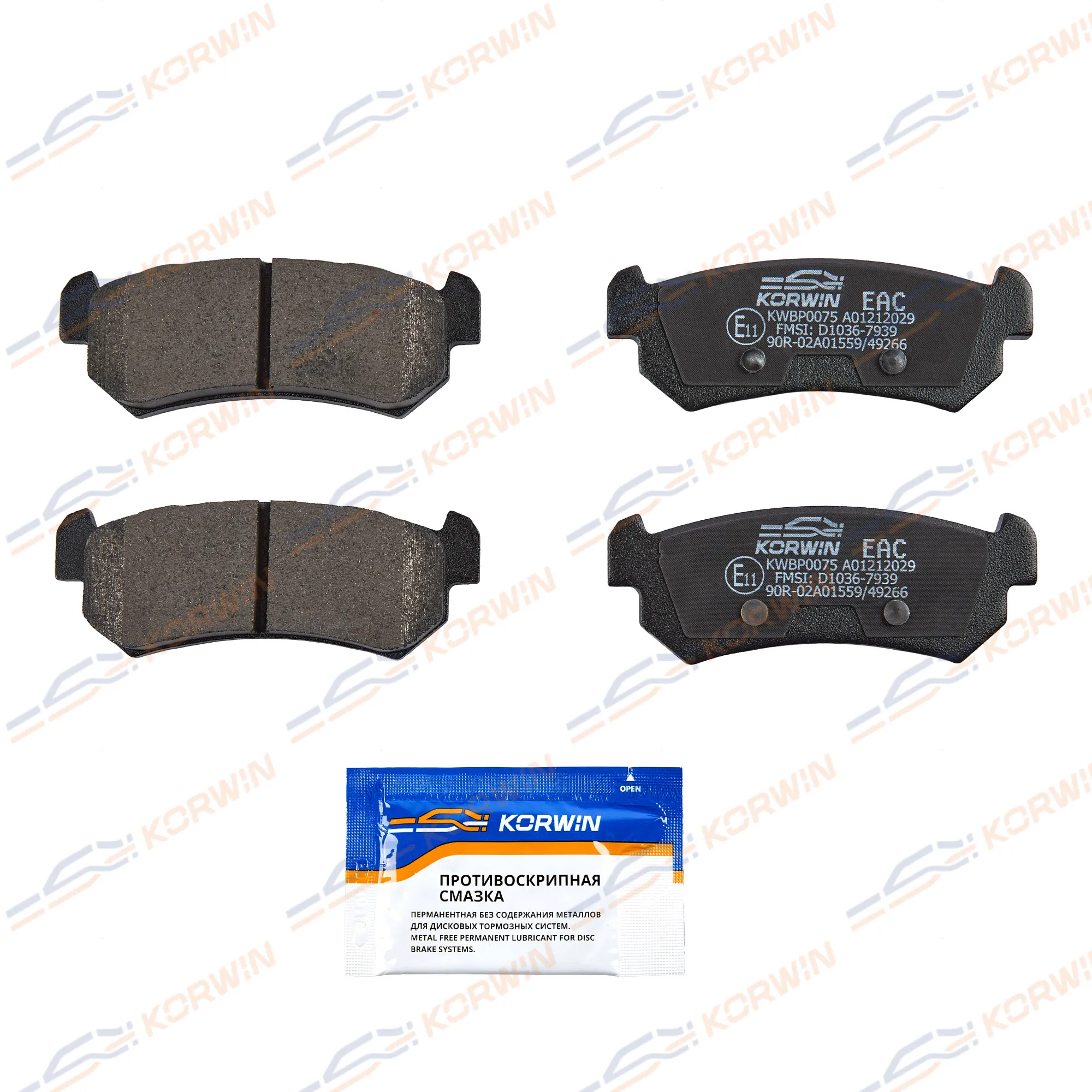 Колодки тормозные зад. Chevrolet Lacetti (J200) 05-/Nubira 05-/Daewoo Gentra 13- KORWIN KWBP0075