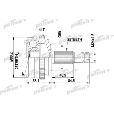ШРУС наружн к-кт 25x59x25 ABS:44T FIAT: BRAVO 95-98, MA PATRON PCV1214