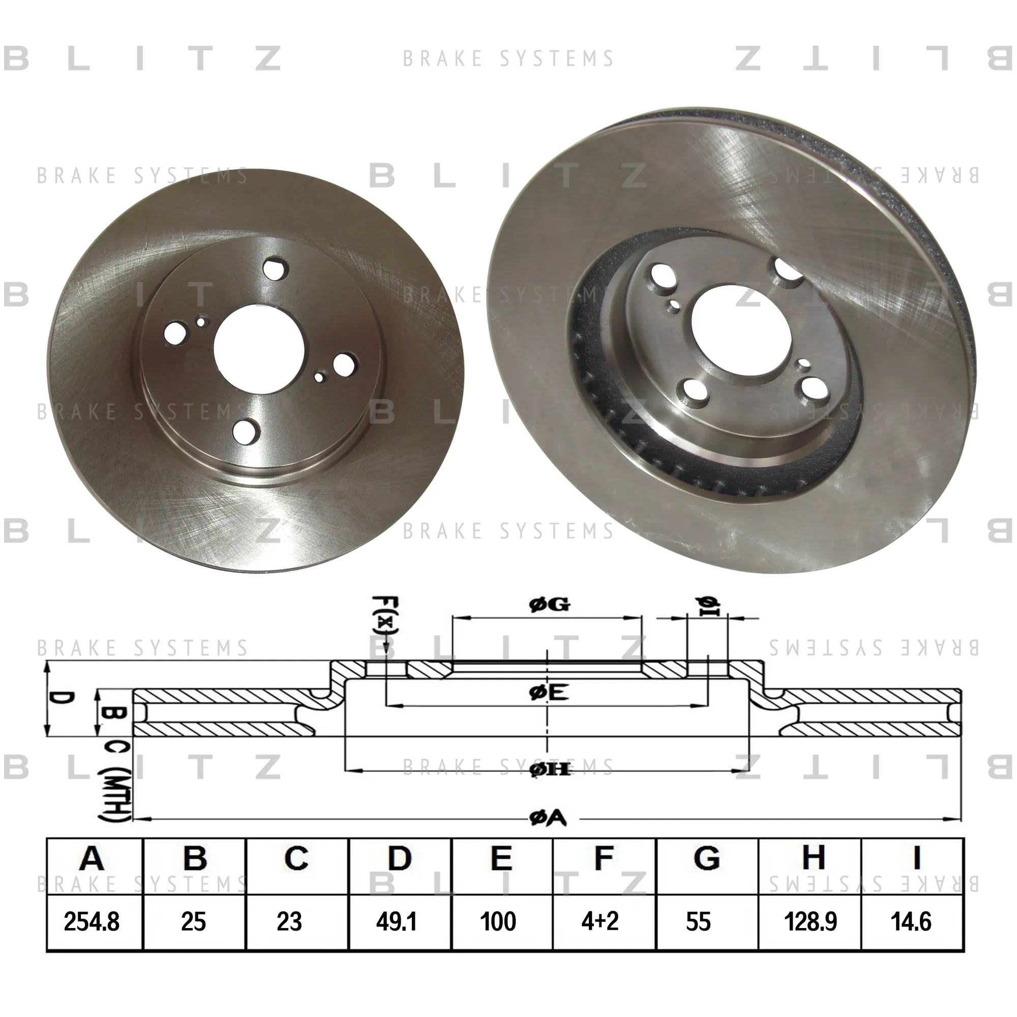Диск тормозной передний вентилируемый TOYOTA COROLLA 02-> BLITZ BS0180