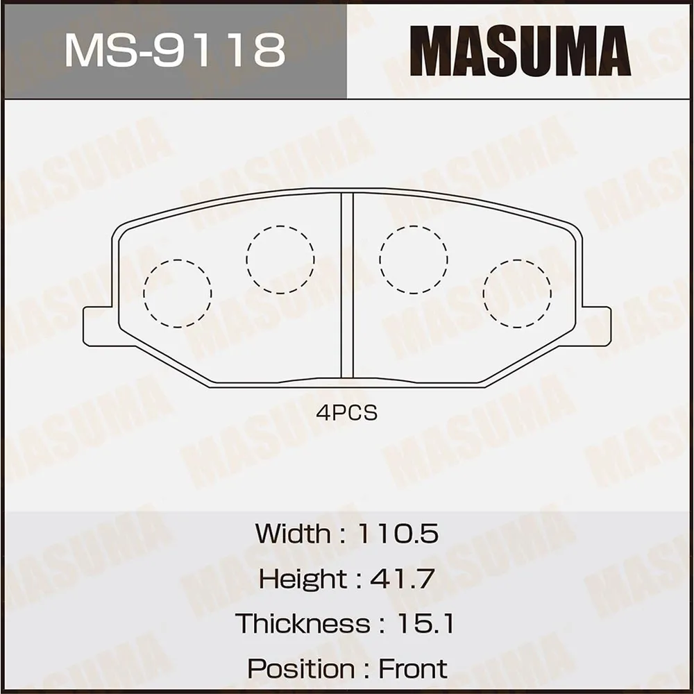 Колодки дисковые передние!/Suzuki SJ 1.0/1.3 81-04 MASUMA MS9118