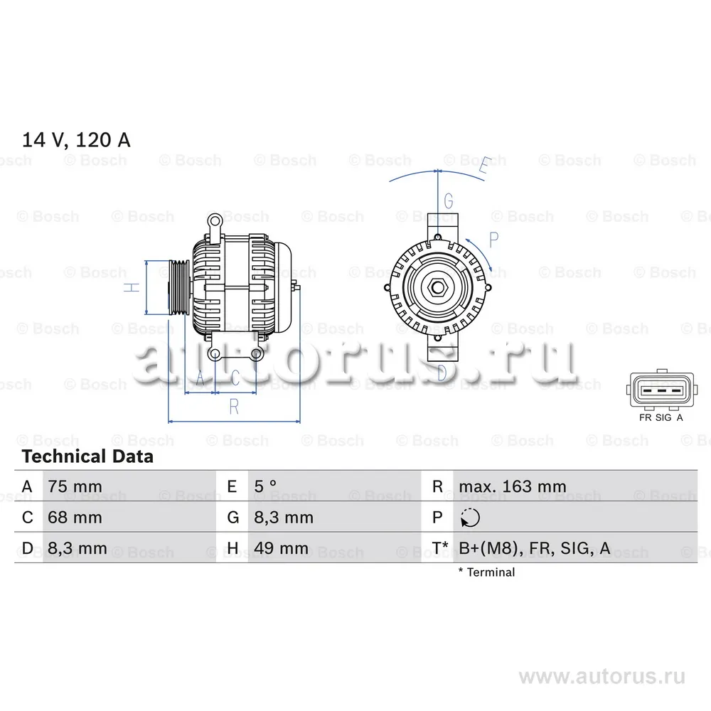 ГЕНЕРАТОР 14V, 120A