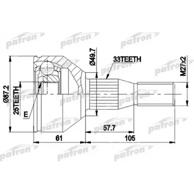 ШРУС наружн к-кт [A:33, B:25, D:87.2] OPEL: SINTRA 2.2 PATRON PCV9110