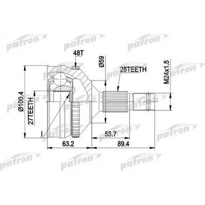 ШРУС наружн к-кт CITROEN: XM 89 - 94, XM 94 - 00, XM Br PATRON PCV1180