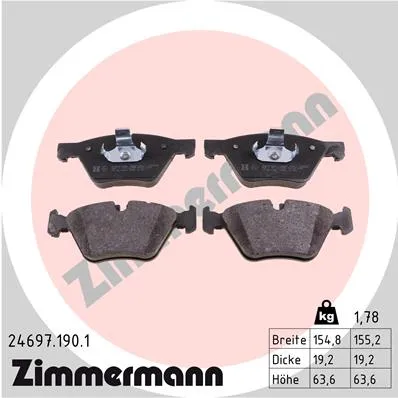 Колодки тормозные пер. BMW 5-Серия (F10) 523-530D 10> ZIMMERMANN 24697.190.1