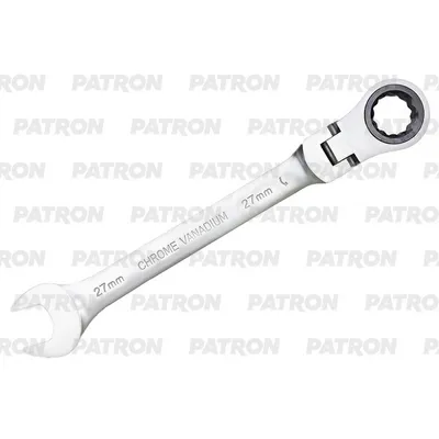 Ключ комбинированный трещоточный с шарниром, 27 мм PATRON P-75727F