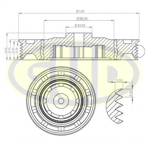 ШКИВ КОЛЕНВАЛА REN CLIO II/ESPACE III/KANGOO/LAGUNA/MEGANE II/SCENIC I-II/TRAFIC II 1,9DCI/DTI F9Q G.U.D GCP702023