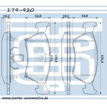 Колодки тормозные перед. TOYOTA AVENSIS (T22) for 14 09.97-- STARKE 179-920