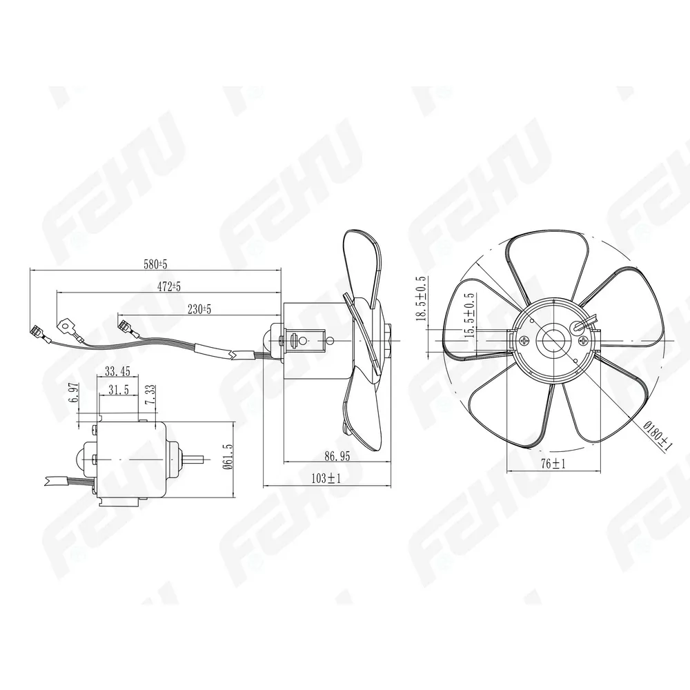 Электровентилятор отопителя VAZ 2101-07, 2121 FEHU FFH1143