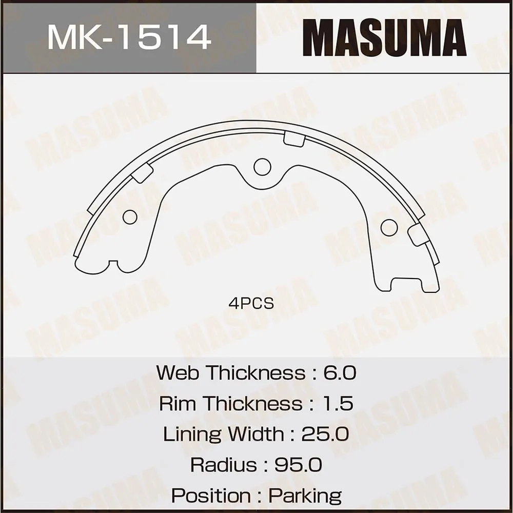 Колодки барабанные Masuma MASUMA MK-1514